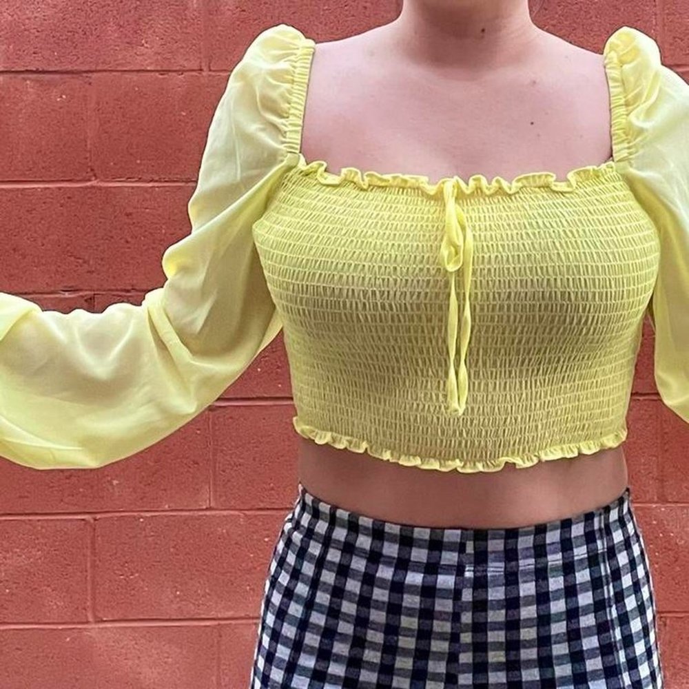 Yellow Green Crop Top - Picture 2 of 3